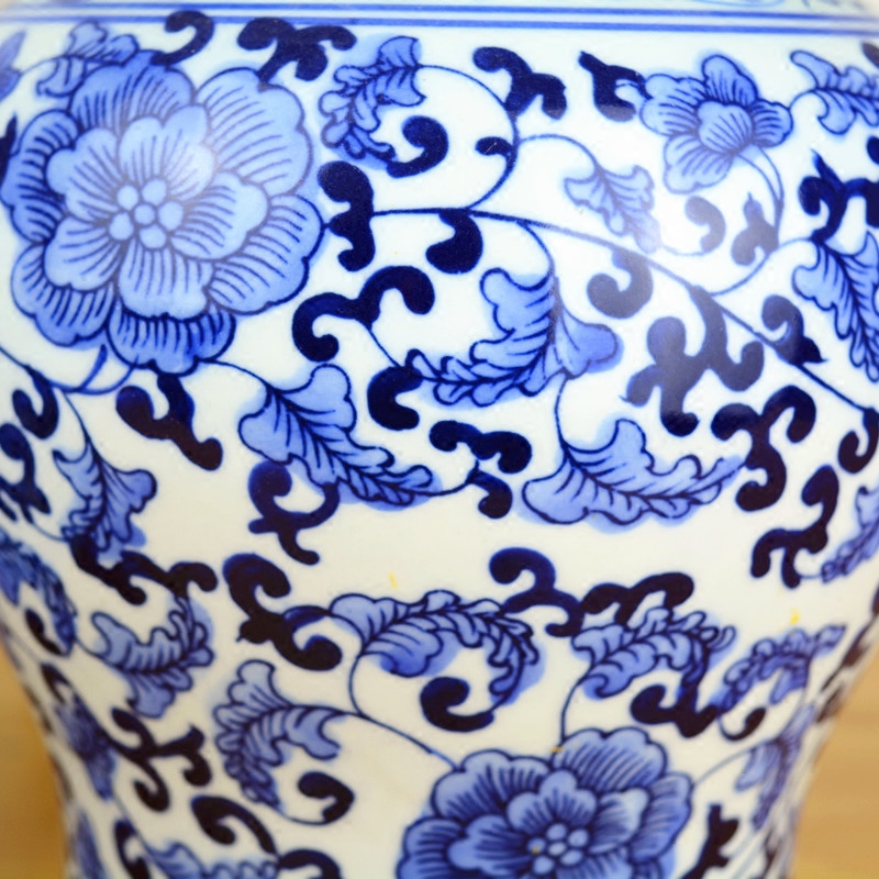 Jingdezhen ceramics pot cover Chinese blue and white porcelain vase general sitting room porch home furnishing articles