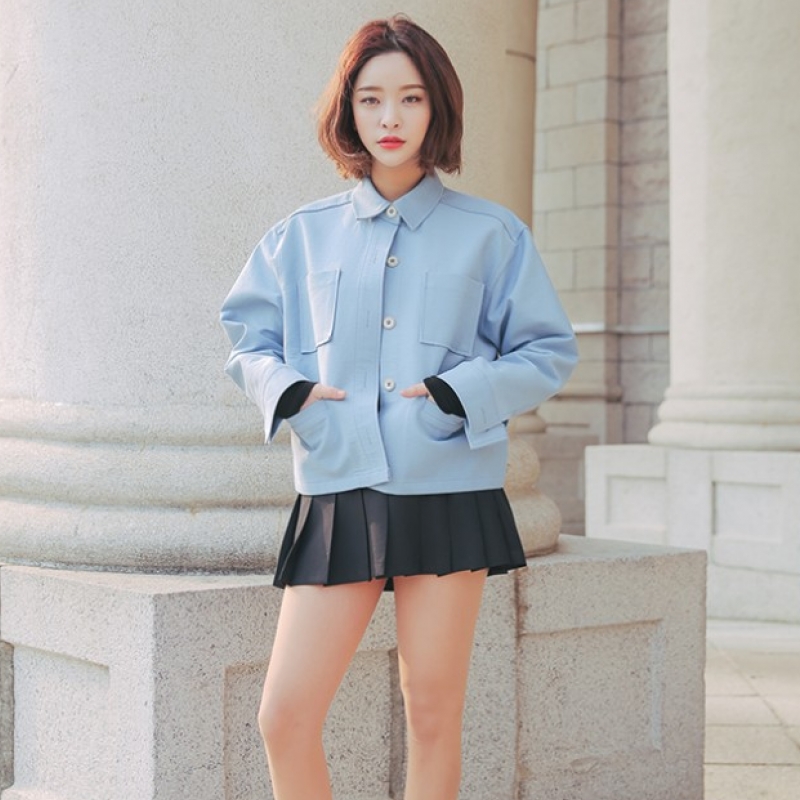 韩国stylenanda官方正品 口袋装饰翻领夹克