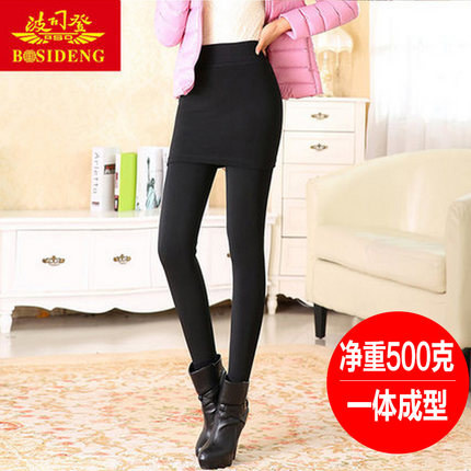 波司登冬季无缝包臀假两件打底裤女加厚加绒秋