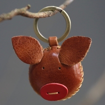 La Mome handmade cowhide pig doll cartoon pendant twelve zodiac key chain bag pendant