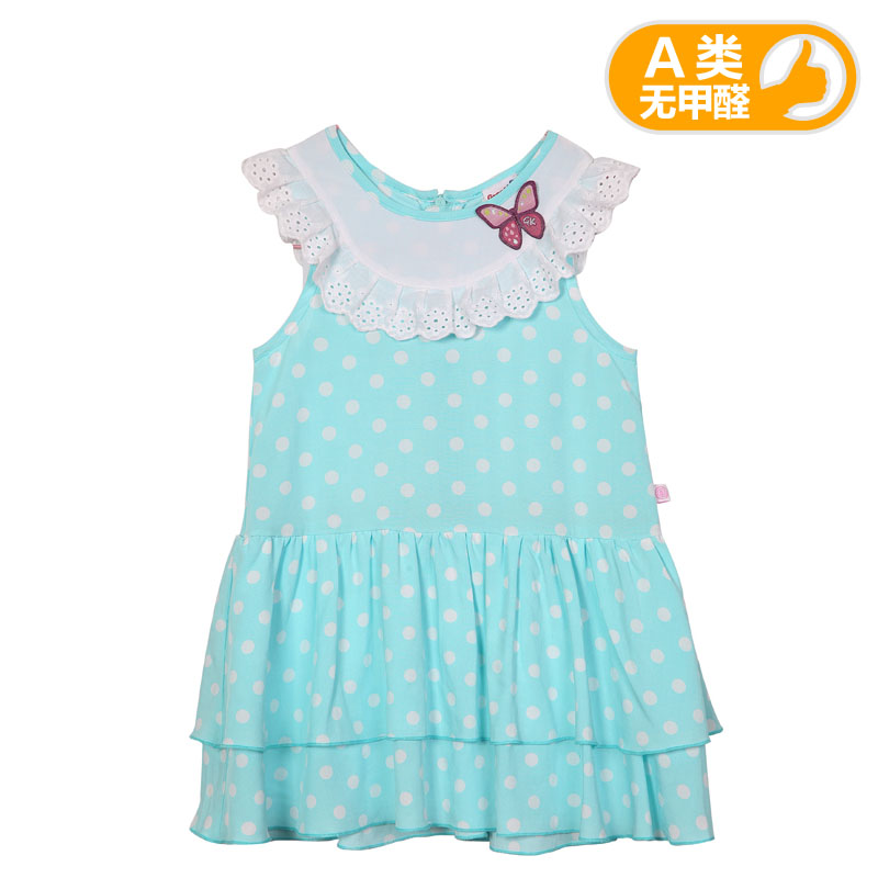 2015夏季新品乐友孕婴童 歌瑞凯儿童装女童梭织波点连衣裙