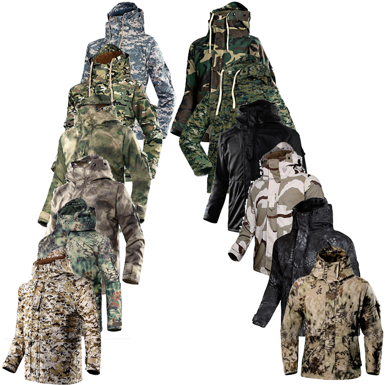 G8 Wind Clothing Outdoor Military Fans American Military Camouflated Tactical Submachine Clothing Men Thickened Winter Grip Suede Winter Clothing Coat Uniform Coat