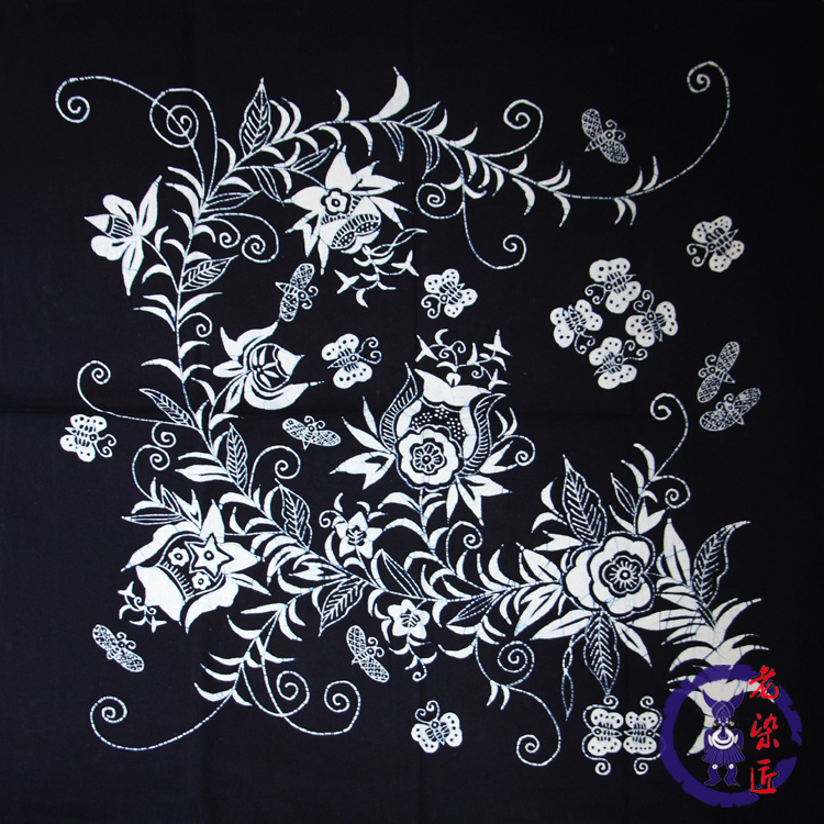 Batik Dyeing Square Table Cloth Table Bu Guizhou Tourist Terte prolific Monolayer Mural Flowers Fruit Branches 90 * 90cm