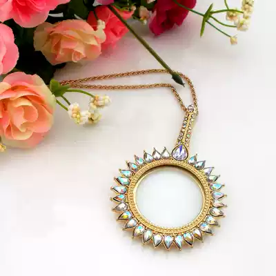 5x portable magnifying glass reading old man necklace Sweater chain Sunflower enlarged mirror Female luxury socialite long version