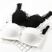 Small chest thick bra lace underwear comfortable soft steel ring gathered upper silk Cup lining