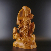 19 inch Heart Sutra Guanyin Juniper Wood Fine wood carving Bodhisattva office Feng Shui deity carved handicrafts