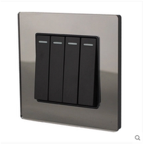 Beiqiao A8-004 4 2 Acrylic mirror black four-open double control switch 86 electrical panel wall switch