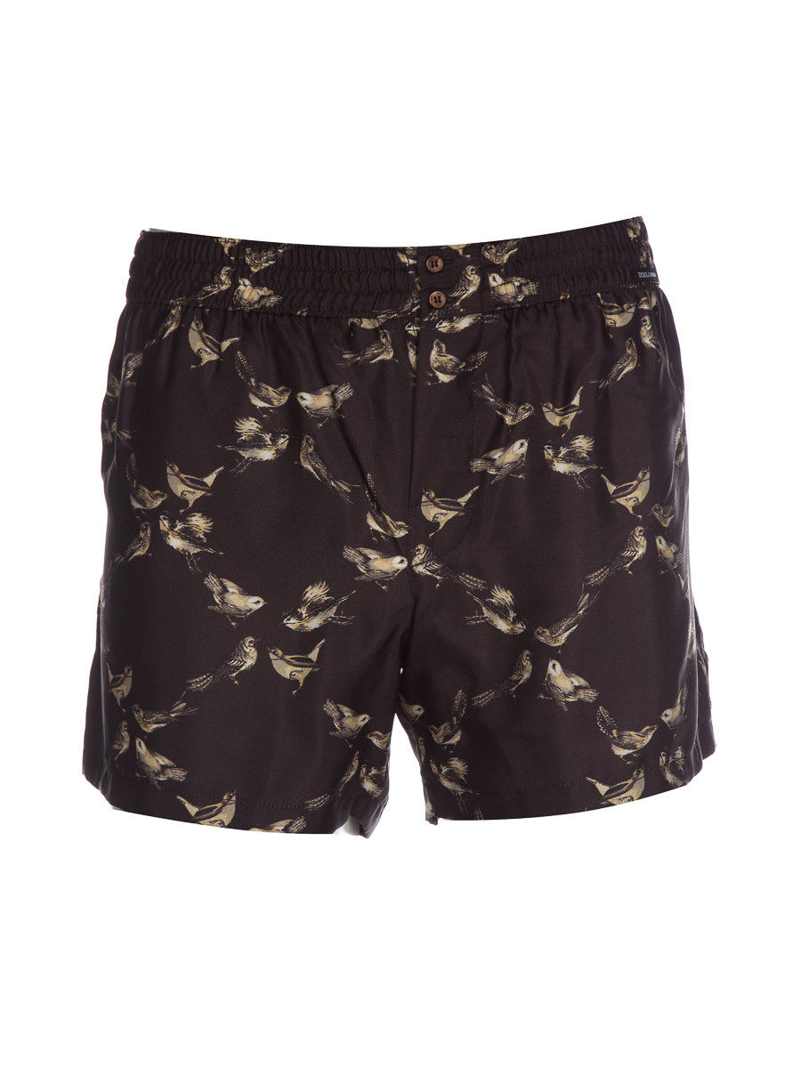 Dolce&Gabbana 褐色动物印花松紧腰短裤