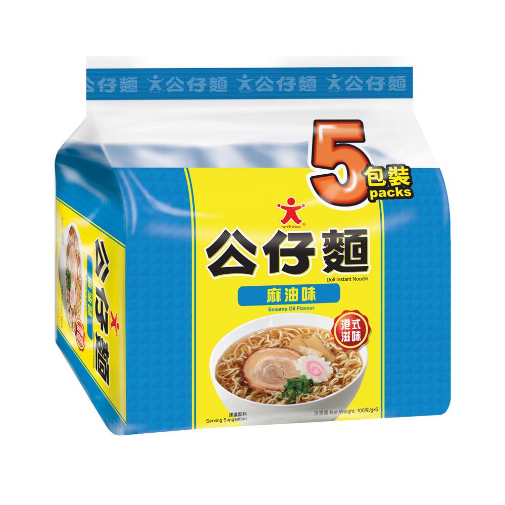 【天猫超市】香港进口方便面 麻油味公仔面5包装 100g*5