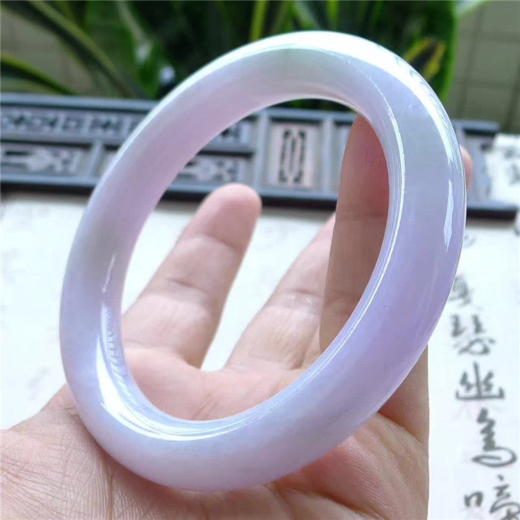 Mingkai jadeite, 55 rings, laokang waxuan violet round jade bracelet, Myanmar natural A jade 170508