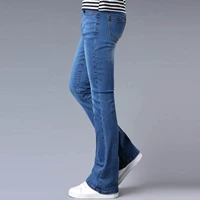 18 mùa xuân và mùa thu nam mới nam quần denim chuông chuông phiên bản Hàn Quốc của thủy triều kéo dài Quần jean nhỏ thời trang nam cao cấp