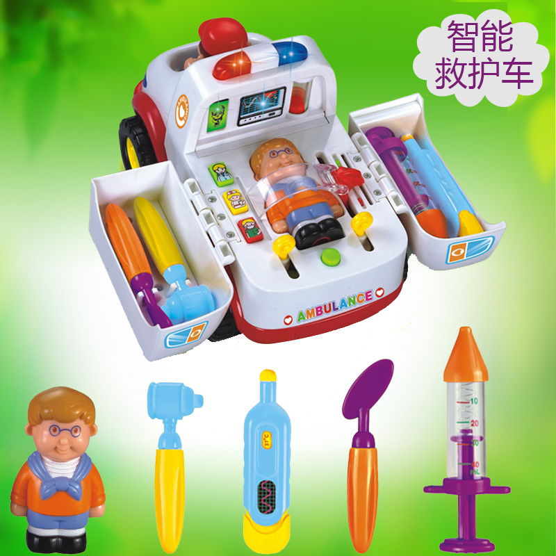 汇乐智能救护车836 宝宝早教玩具益智音乐电动玩具车仿真医生玩具