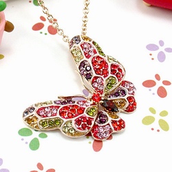 台湾官网直邮进口【伊饰晶漾】梦幻蝴蝶彩晶项炼