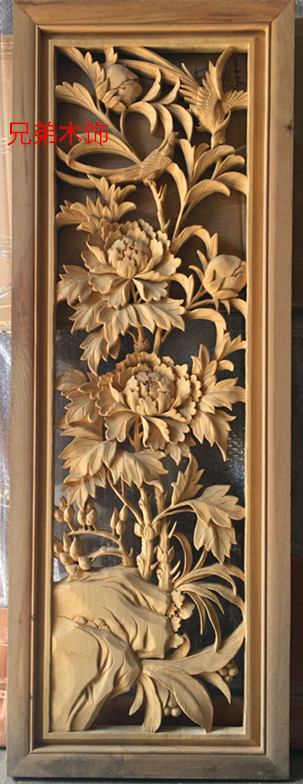 Custom-made Dongyang boutique wood carving craft gift decoration jewelry small pendant Entrance screen flower grid Chinese decoration solid wood partition