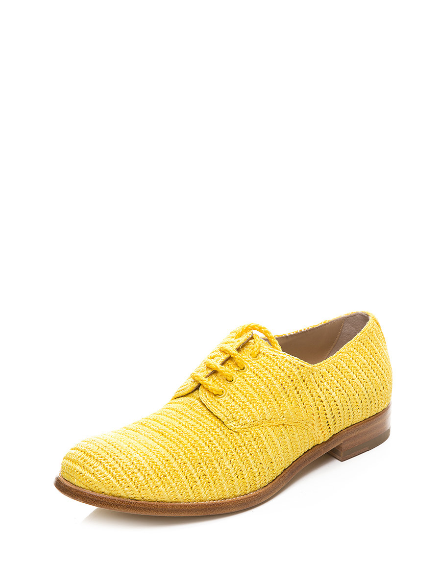 Dolce&Gabbana 黄色编织面系带德比鞋
