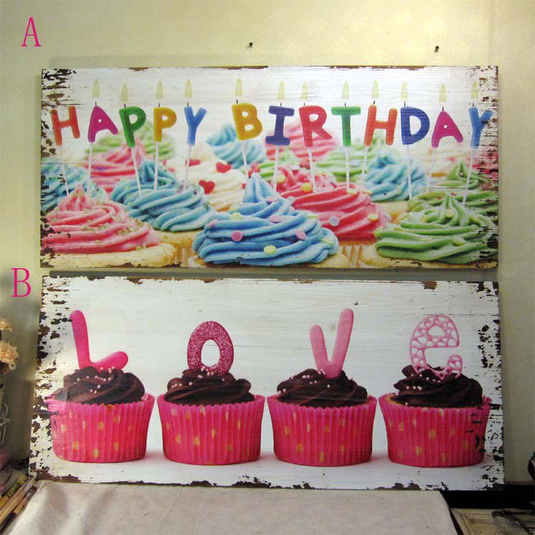 English Letters Colorful Wooden Boards Painted Retro Made of Old Decorative Paintings Happy Birthday Love Creative Art Paintings Without Frame