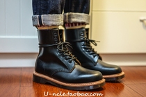 Uncle U. Gutt 1460 real cow skin retro punk black martin boots male and female couple boots hand - crafted boots