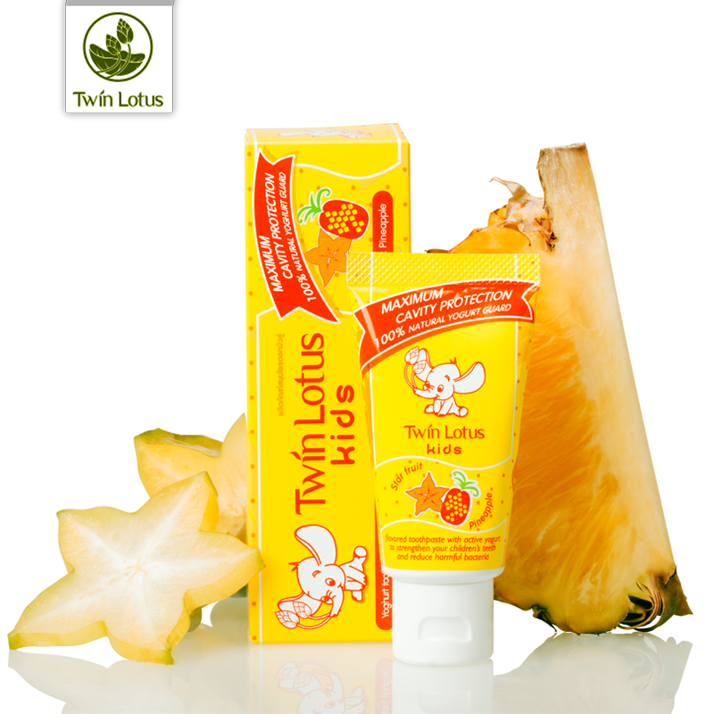 泰国双莲TwinLotus优乳益齿儿童牙膏-菠萝&杨桃 50g 健齿