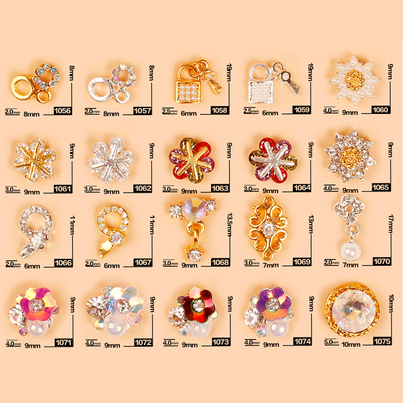 美甲饰品 合金属指甲油胶装饰品 日韩美甲diy贴钻批发1056-1075