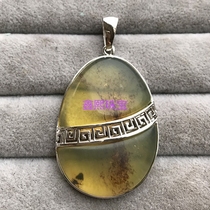 To stone inlay 925 silver edging pendant back pattern support to customize accompanying amber beeswax turquoise processing