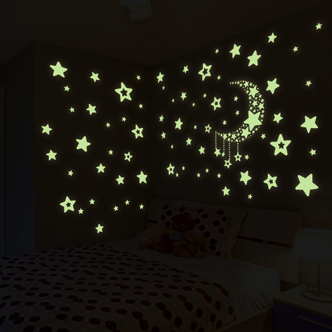 3d Three Dimensional Ceiling Luminous Stars Stickers Girl Heart Decoration Room Accessories Bedroom Wall Stickers Layout