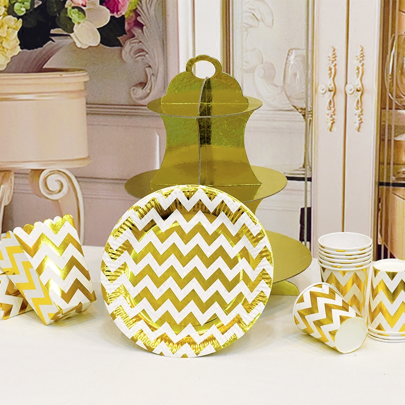 Birthday wild cutlery party bar party dessert table decoration disposable cutlery golden cake stand plate paper cup