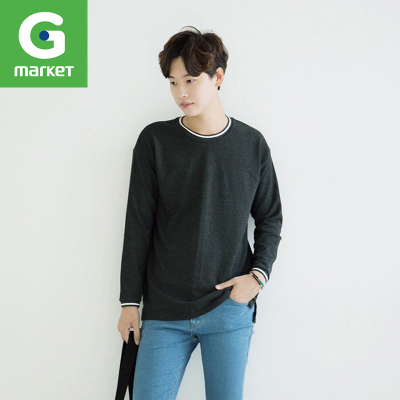 韩国新品 男装[JOGUNSHOP]圆领韩版纯棉休闲简约百搭长袖T恤