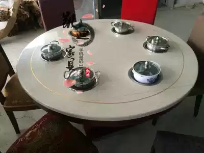 Marble one-person one-pot induction cooker hot pot table Hot pot round table gas stove hot pot table and chair custom factory direct sales