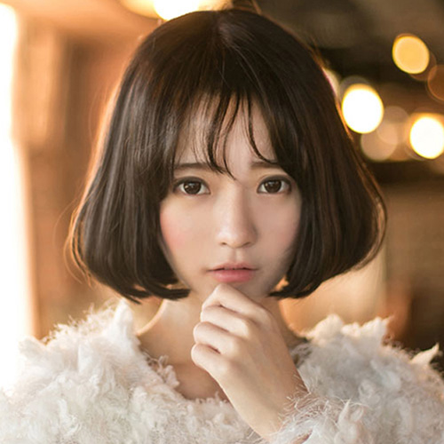 黛秀假发女短发空气薄刘海BOBO头时尚微卷蓬松梨花可齐可斜梨花头