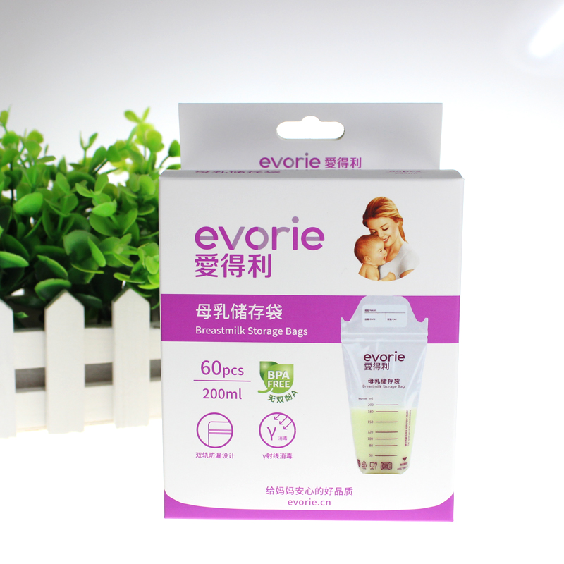爱得利母乳储存袋AC-302储奶袋奶水存储存袋奶水保鲜袋200ml*60枚