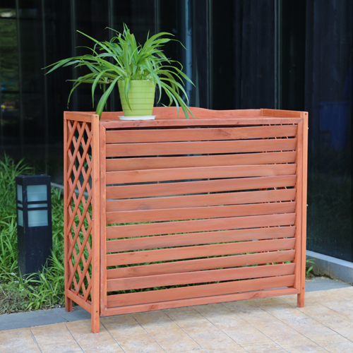 Outdoor balcony air conditioner outer rack grid pet fence guardrail air conditioner rack anti-corrosion wood air conditioner cover solid wood flower stand