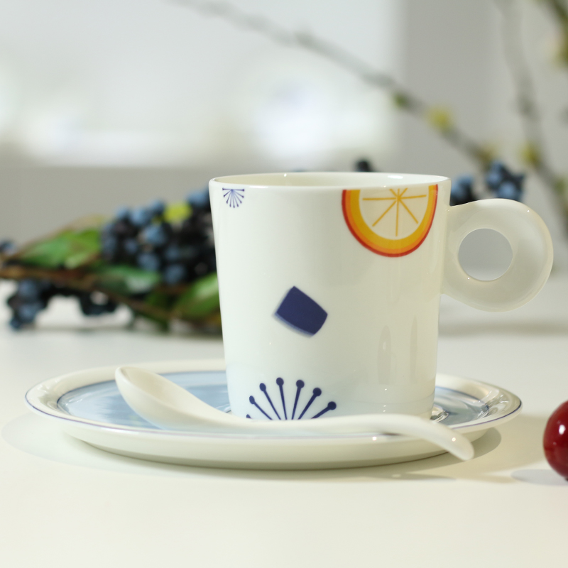 Jade cypress ceramic coffee cup suit European afternoon tea ipads porcelain spoon, three - piece cup coffee milk tea cups and saucers