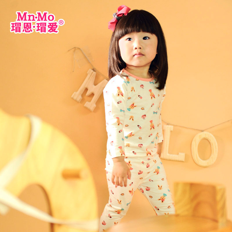 清仓瑁恩瑁爱新款女童内衣套装儿童睡衣家居服莱卡棉秋衣秋