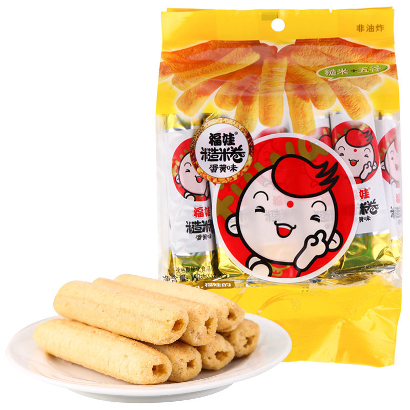 【天猫超市】福娃 糙米卷 蛋黄味168g/袋 休闲零食 膨化食品