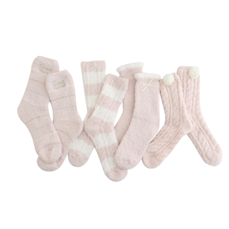 Winter Sleep Maternity Thickened Fleece Autumn and Winter Women's Warm Coral Fleece Towel Socks Four Pairs Pack Floor Socks