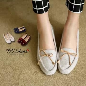 台湾官网直邮进口【TW Shoes】 蝴蝶结内铺毛平底包鞋