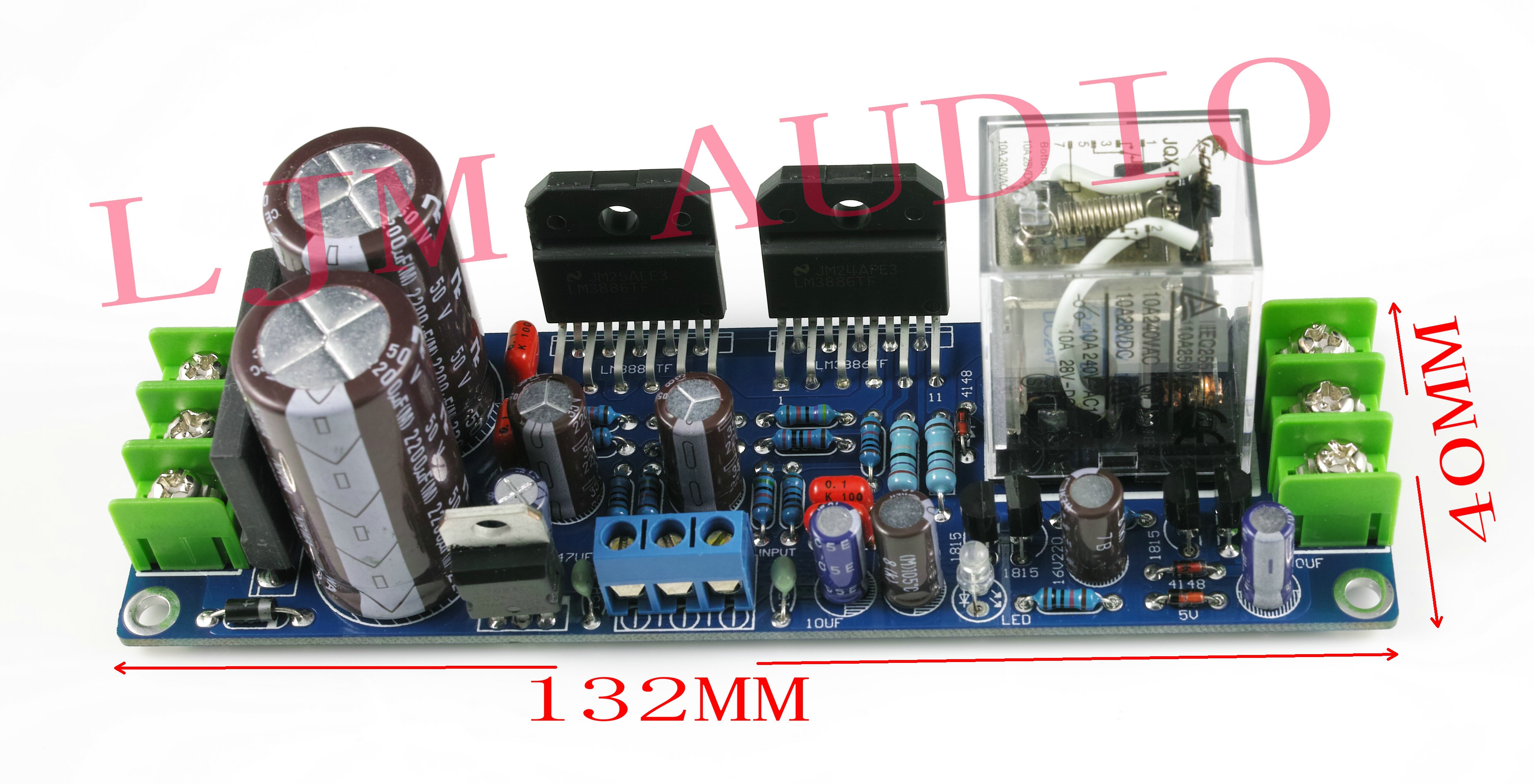 GC LM3886TF power amplifier board LJM design dual track with horn protection rectified filtering