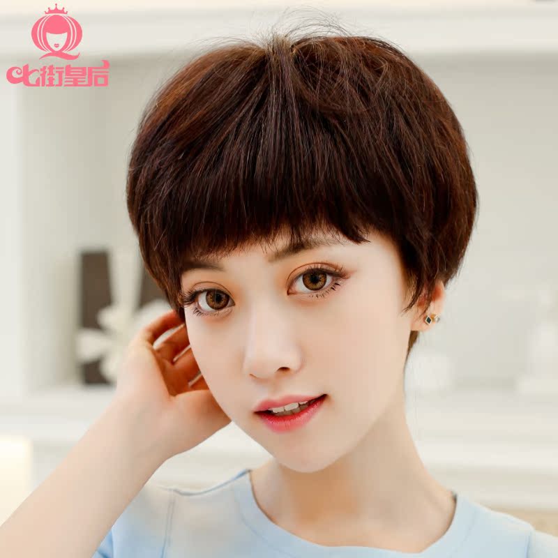 七街皇后 真发假发 短发 女 帅气干练假发 商务真人发丝整顶假发