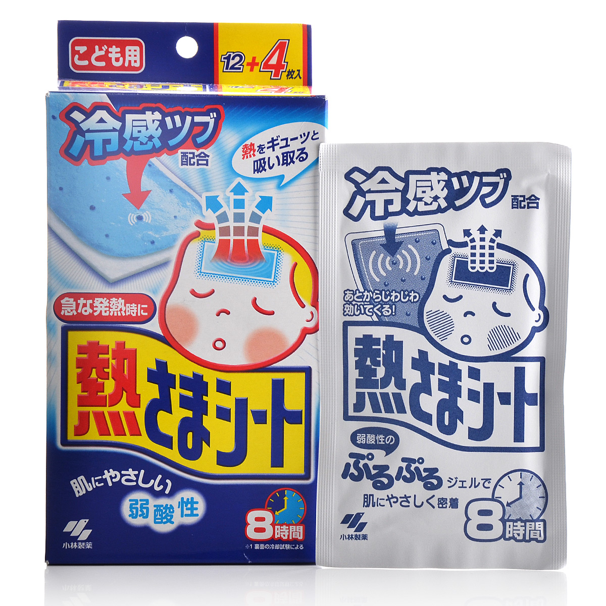日本原装进口小林退热贴降温贴冰宝贴冰贴儿童12+4片2岁以上正品