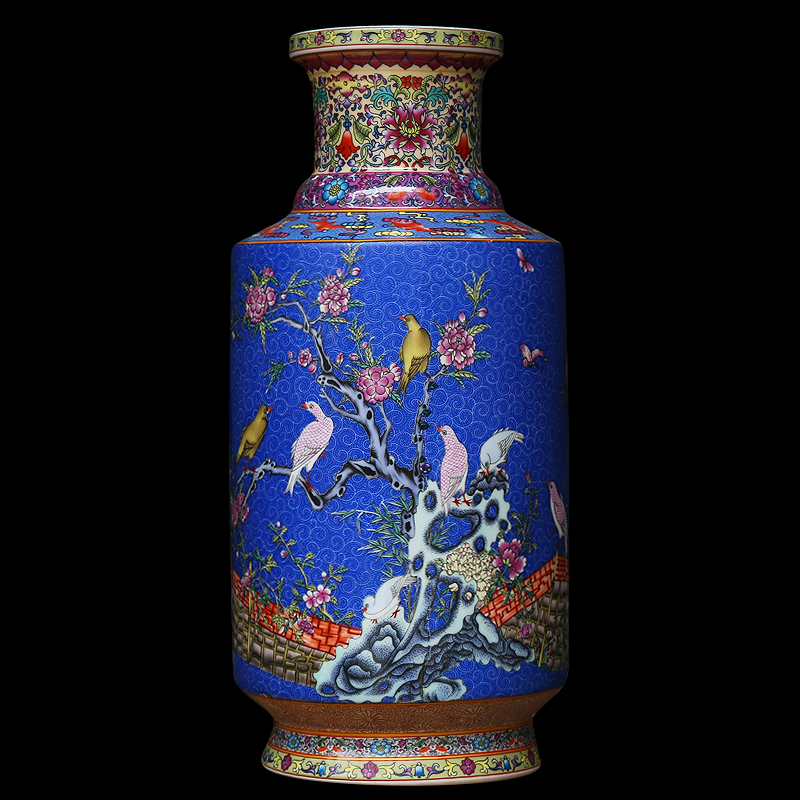 Jingdezhen ceramics enamel color TV as ano receptacle furnishing articles sitting room adornment of modern Chinese painting of flowers and a vase