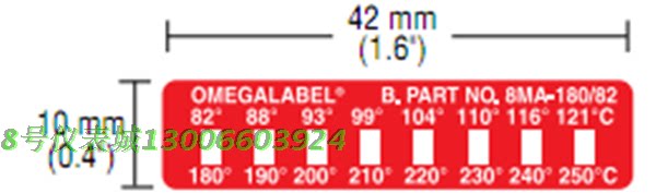 U.S. OMEGA Eight Temperature Points Irreversible Temperature Measurement Paper 8MA-180 82 Temperature Test Paper Color Changing Temperature Measurement Paper