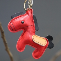 La Mome genuine leather handmade love pony immediately have money keychain Cowhide creative car key bag pendant