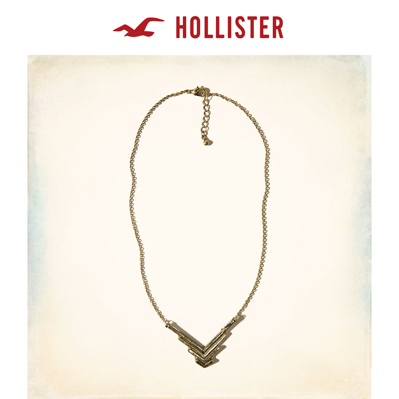 Hollister 2016春装新款黄金色人字纹项链 女 125856