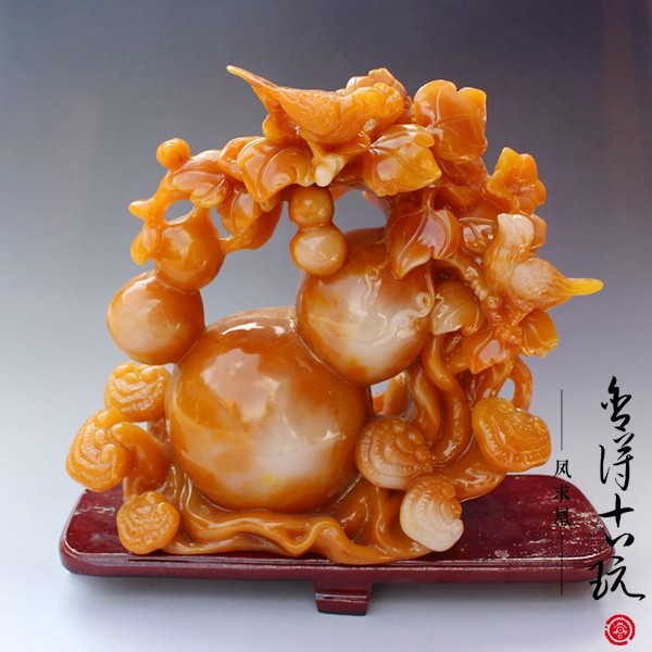 Imitation sushi hibiscus stone hibiscus stone fine sculptures Imitation Ancient Stone Sculptures Craftsmanship Gift Pendulum decoration Decorative Pendulum Jade Engraving collection