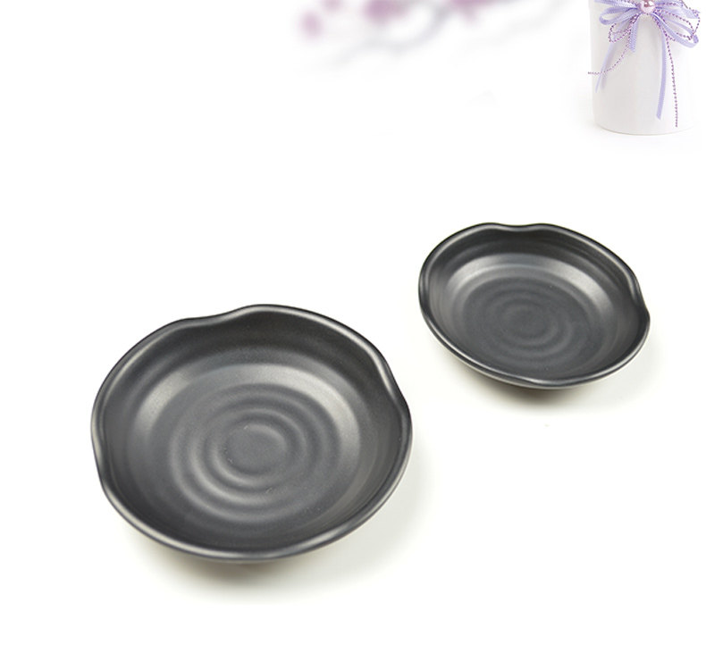 High-grade imitation porcelain hot pot tableware black dish frosted dish melamine dish small square cold dish snack dish sauce dish