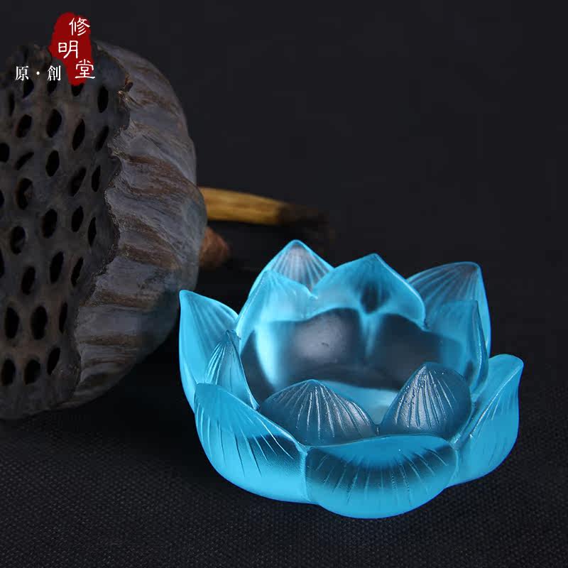 修明堂 七色琉璃莲花 供佛用莲花 琉璃供杯 酥油灯 供水 供五谷等