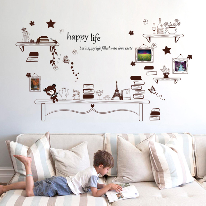 Living Room TV Background Wall Dining Room Bookroom Decoration Wall Paper Stickup Cozy Bedroom Bedside Removable Wall Stickers