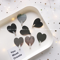 ins Korean love hook silver stainless steel hook nail-free Peach heart sticky hook room decoration background cloth adhesive hook