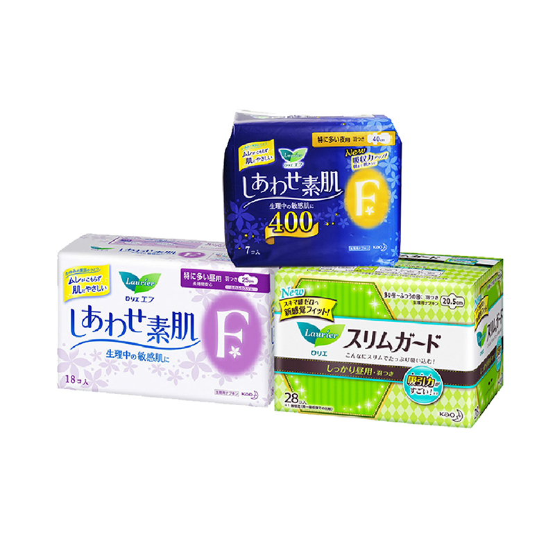 【保税包邮】花王乐而雅F系列卫生巾套装日用46片+夜用7片