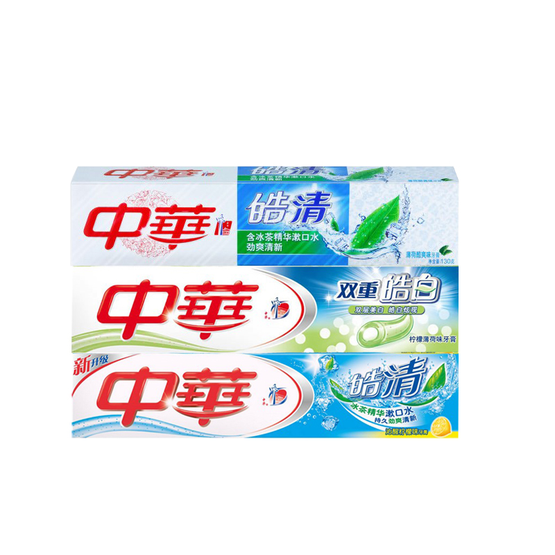 中华牙膏清芯炫蓝酷爽/双重皓白/皓清薄荷味牙膏130g 随机
